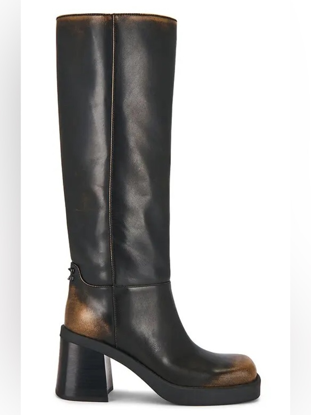 New Coach Sculpted C Tall Boots Black Loved Leather
